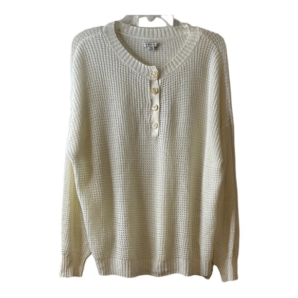 American Eagle Outfitters Other - American Eagle Outfitters White Waffle Knit Crewneck Sweater
